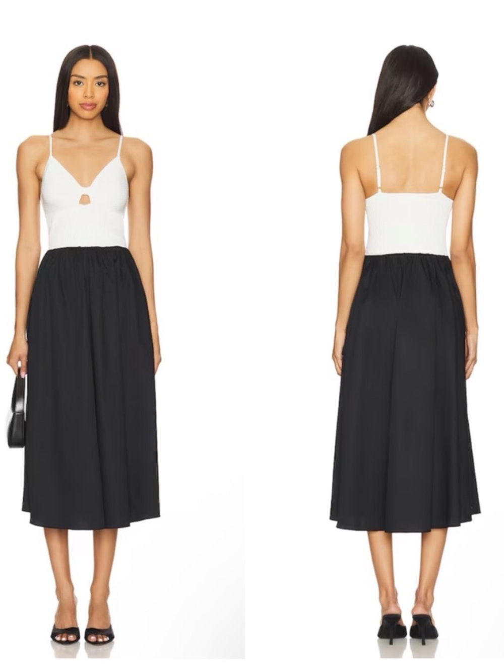 NEW ASTR the Label Mixed Media Dress in White Black